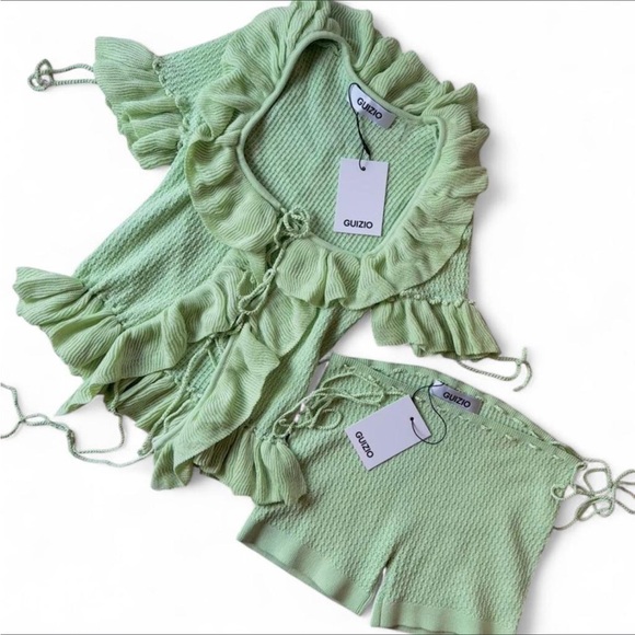 Guizio Light Green Ruffled Knit Set - Picture 2 of 5